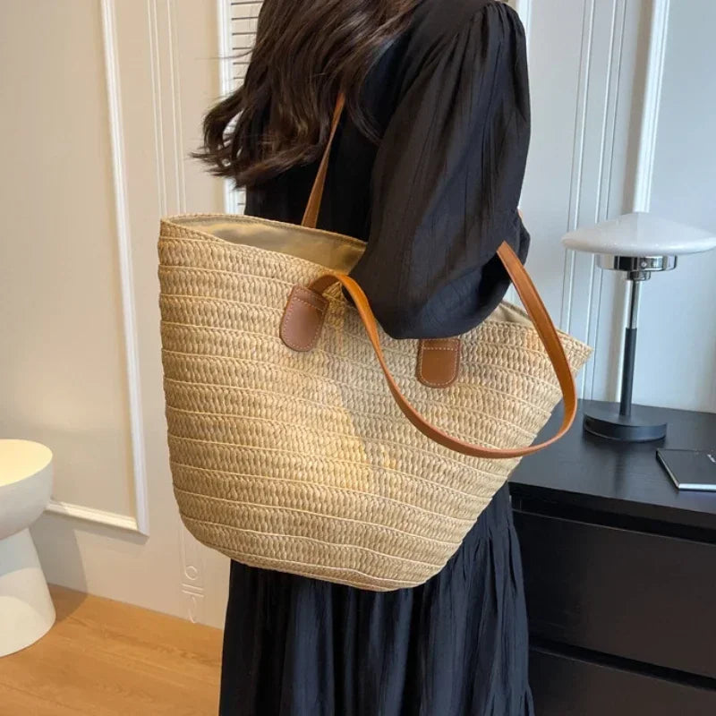 BowLift | Basket Shoulder Bag for Women – Woven Design – practical and spacious – versatile carrying options – Wall Clock