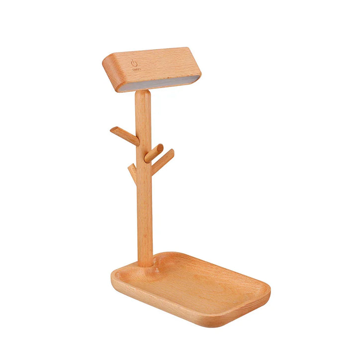 BowLift | WoodGlow – Dimmable Wood Table Lamp with Practical Storage