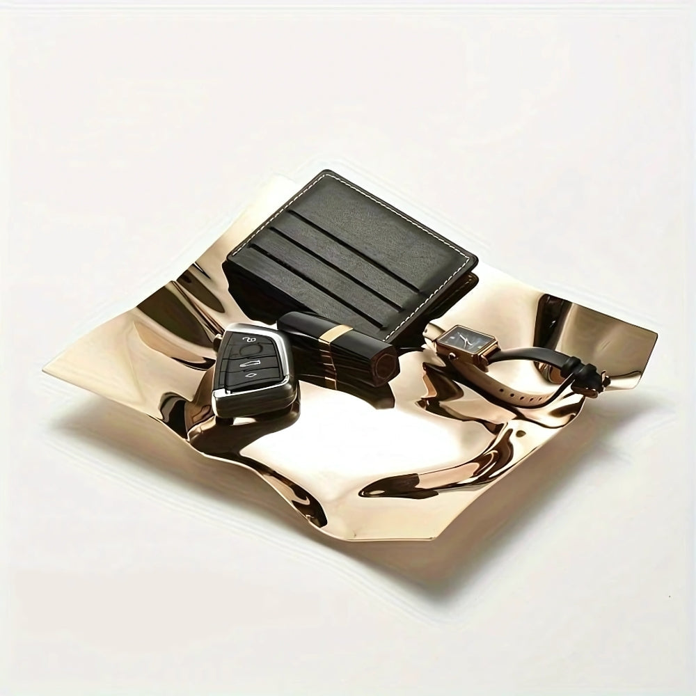 BowLift | Wrinkled Stainless Steel Obsidian Tray