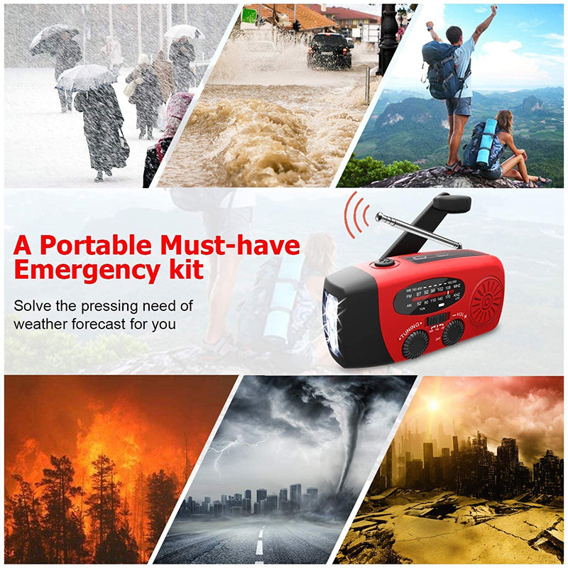 BowLift | Self-Powered Emergency Radio – Hand Crank, Solar, Flashlight & Power Bank – FM/AM Radio, Essential for Disasters and Emergencies
