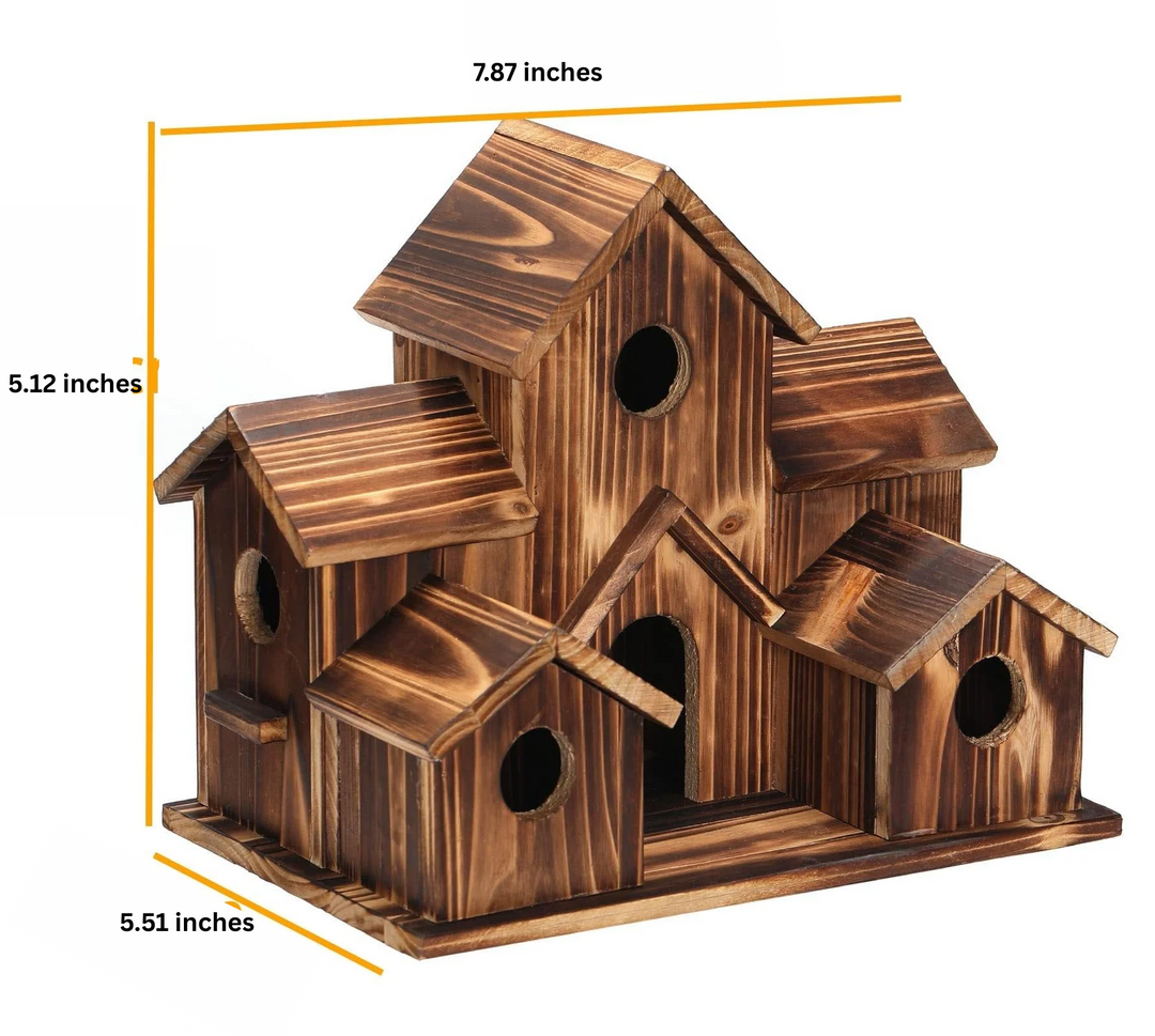 BowLift | Handcrafted Wooden Birdhouse  Tree Birdhouse with 6 Holes