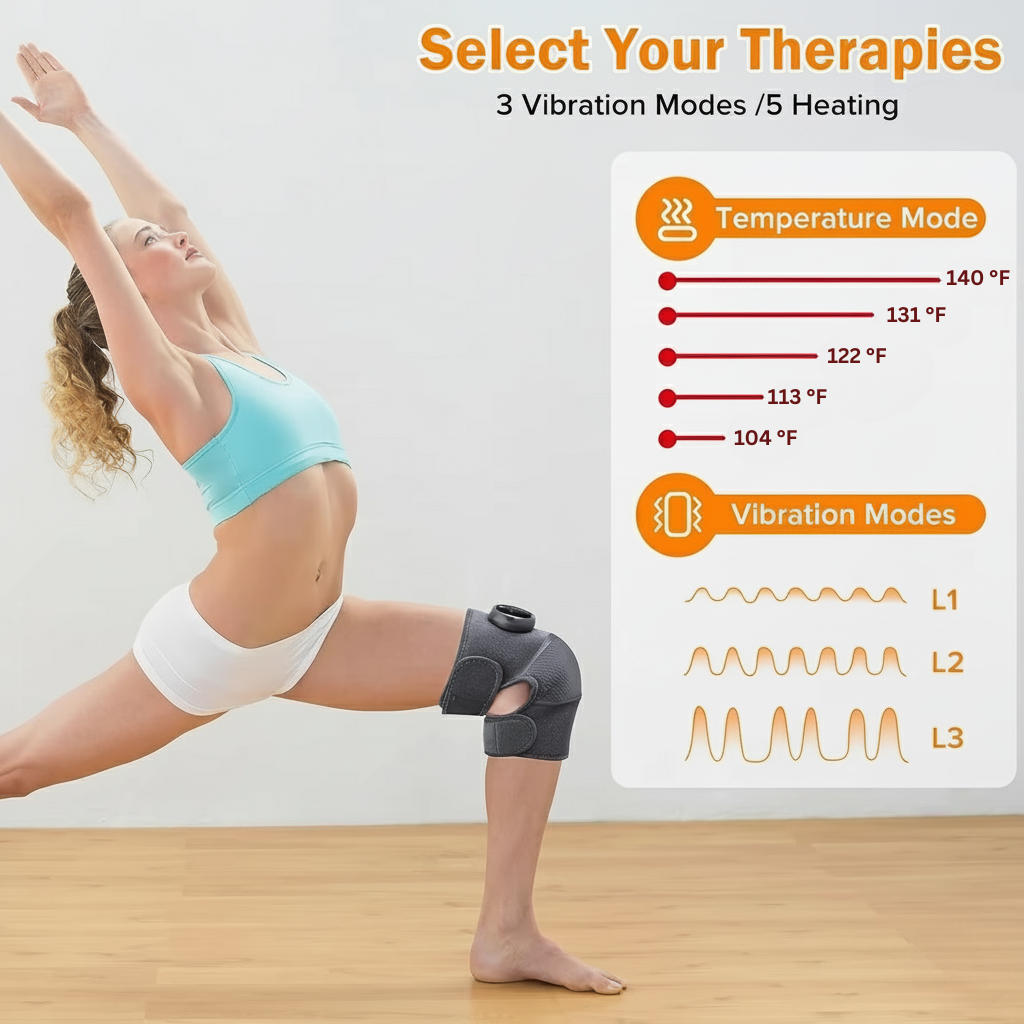 BowLift | Heating Knee Massager 3 in 1 Portable Vibration and Heat Therapy Device for Knee Shoulder and Elbow Pain Relief