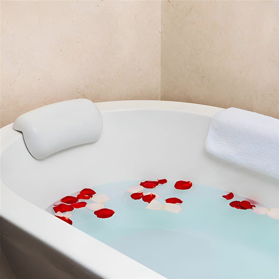 Bathtub pillow – Waterproof & Non-slip | Soft Memory Foam Head & Back Cushion with Suction Cups | Bowlift