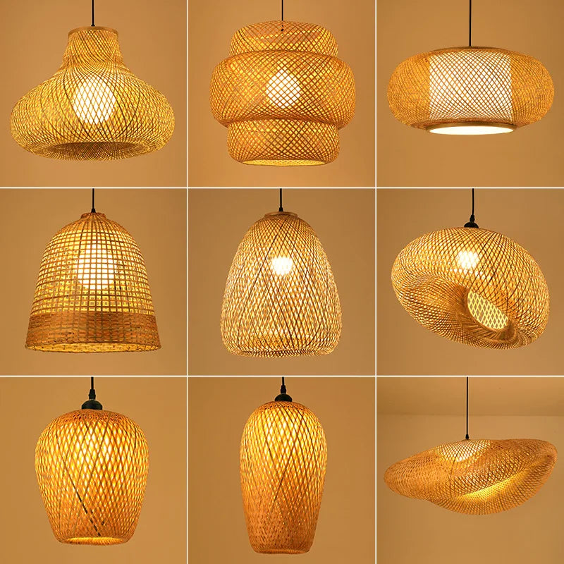 Rattan Chandelier | Handmade Boho Pendant Lamp for Dining Room & Living Room | Bowlift