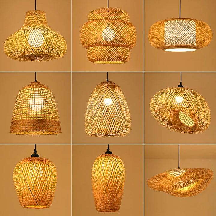 Rattan Chandelier | Handmade Boho Pendant Lamp for Dining Room & Living Room | Bowlift