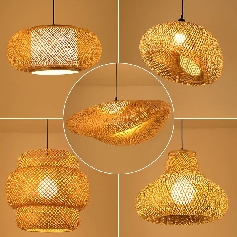 Rattan Chandelier | Handmade Boho Pendant Lamp for Dining Room & Living Room | Bowlift