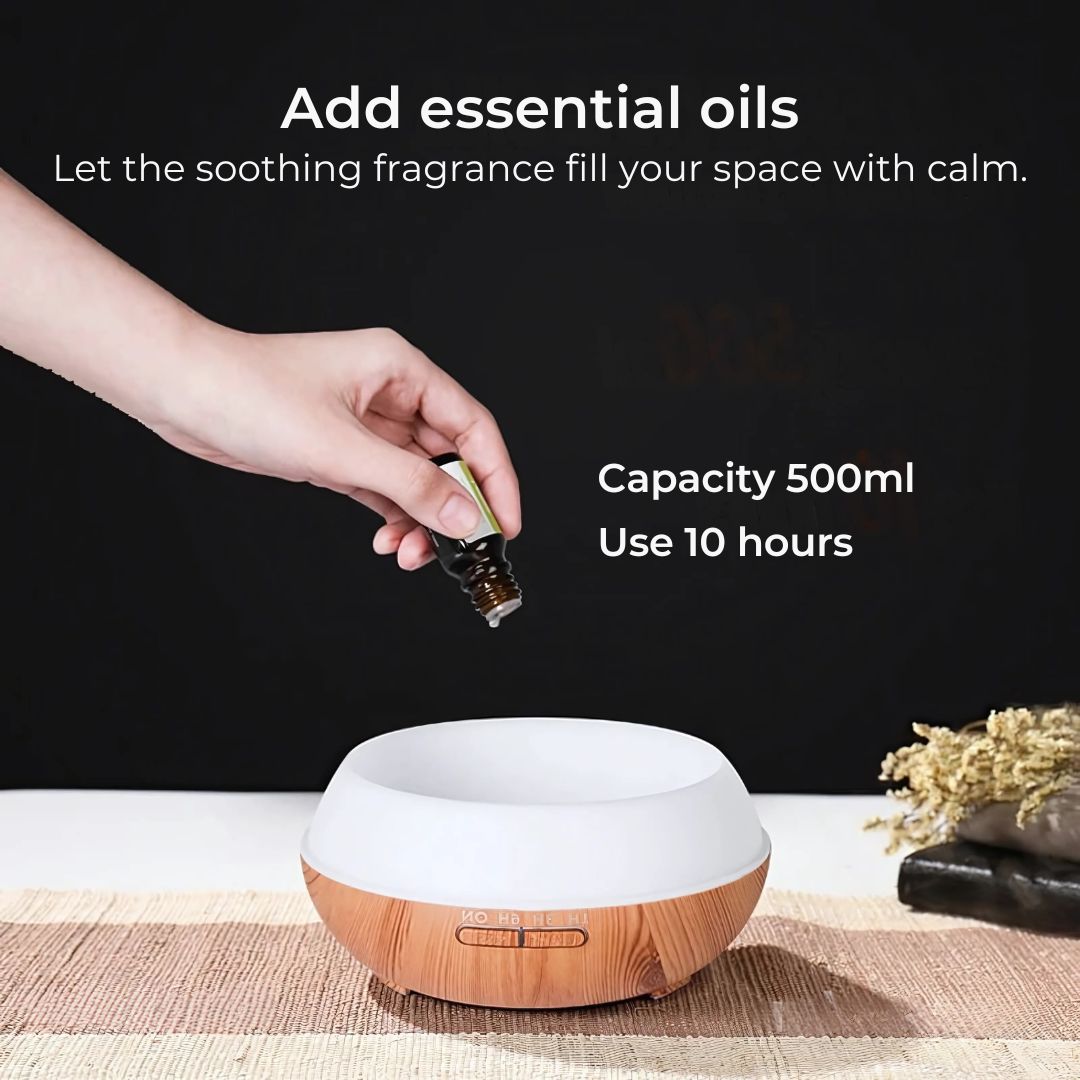 ZenAir Essential Oil Diffuser and Humidifier for Aromatherapy | Air Purification and Moisturised Comfort – Ideal for Wellness and Relaxation Bowlift