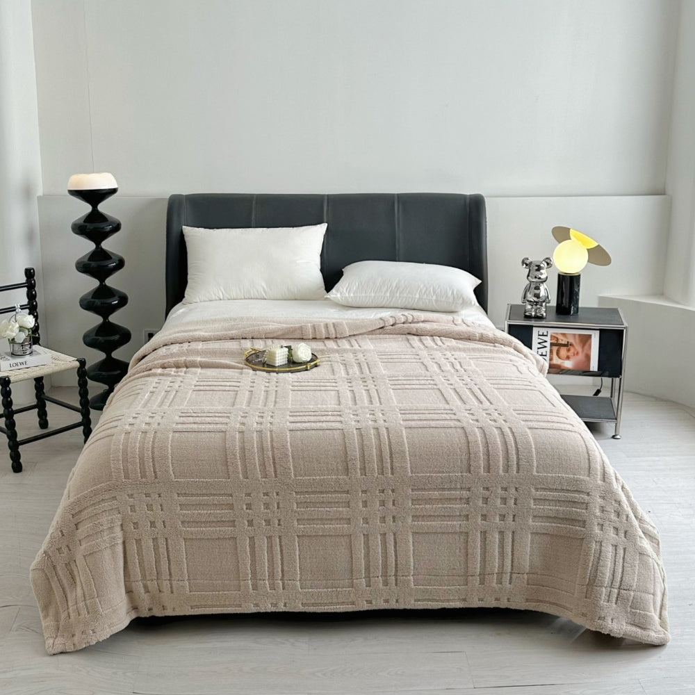 BowLift | Plaid Embossed Grid Pattern Winter Blanket