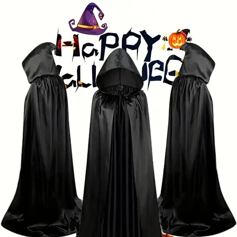 Black cloak with hood – Long unisex Halloween & cosplay wrap | Bowlift