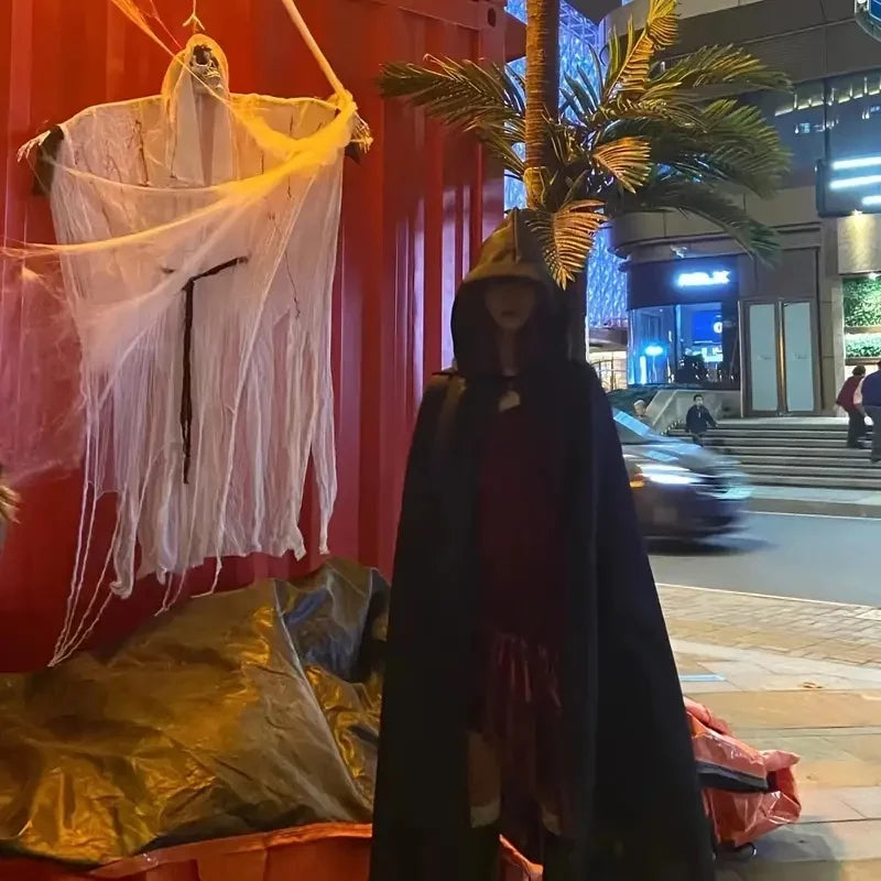 Black cloak with hood – Long unisex Halloween & cosplay wrap | Bowlift