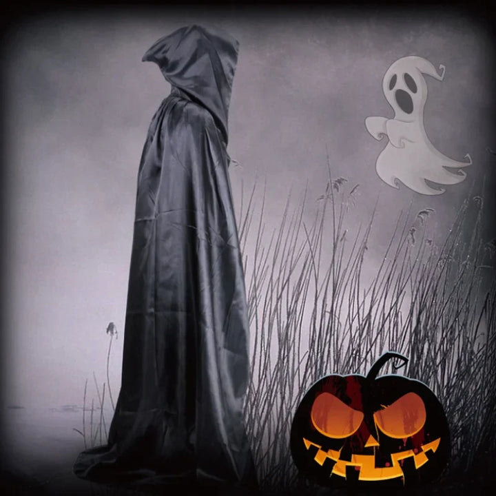 Black cloak with hood – Long unisex Halloween & cosplay wrap | Bowlift