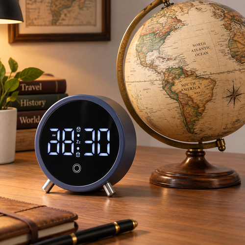 Digital LED Alarm Clock with Touch Snooze and Adjustable Stand Bowlift