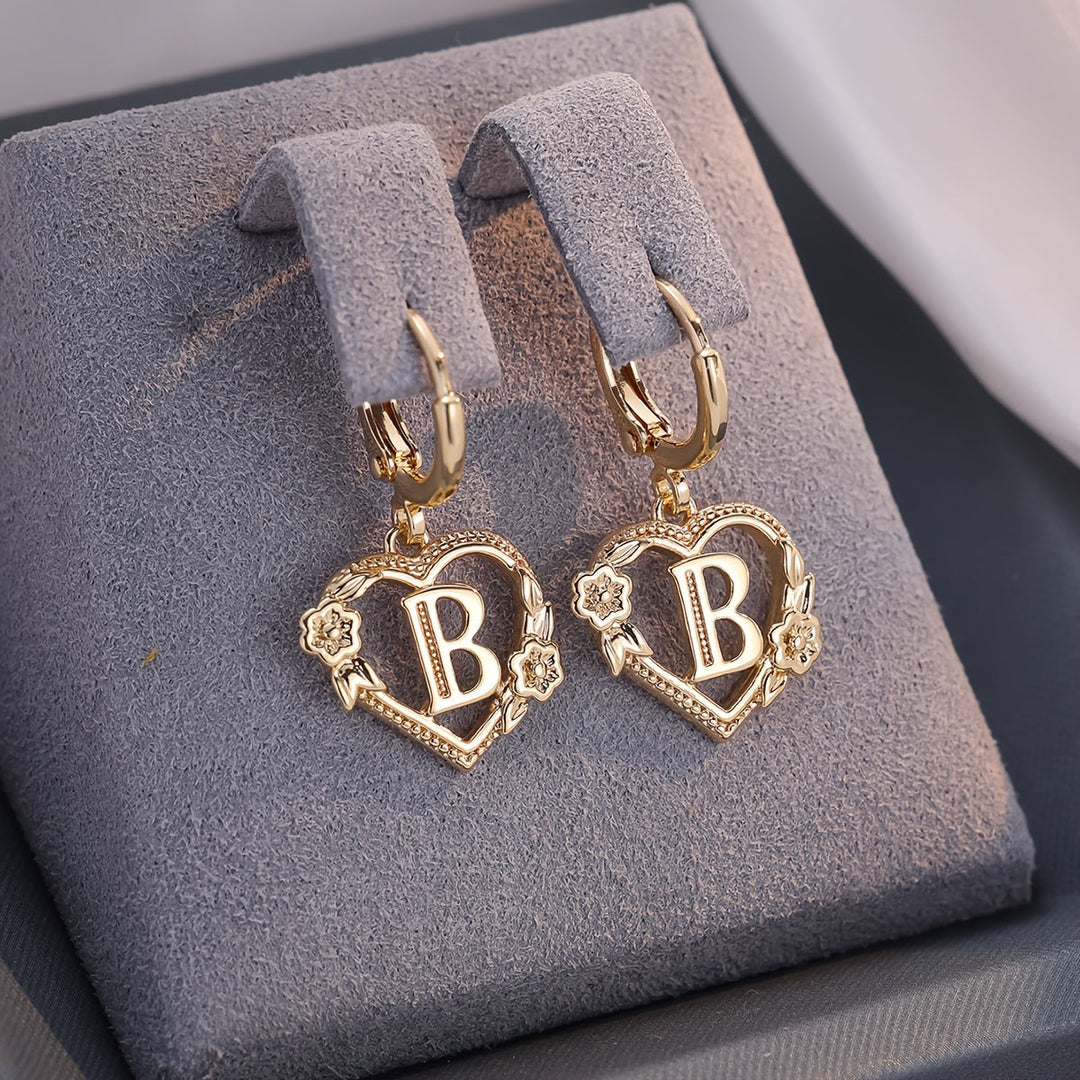 BowLift | Dainty Initial Letter Heart Hoop Earrings
