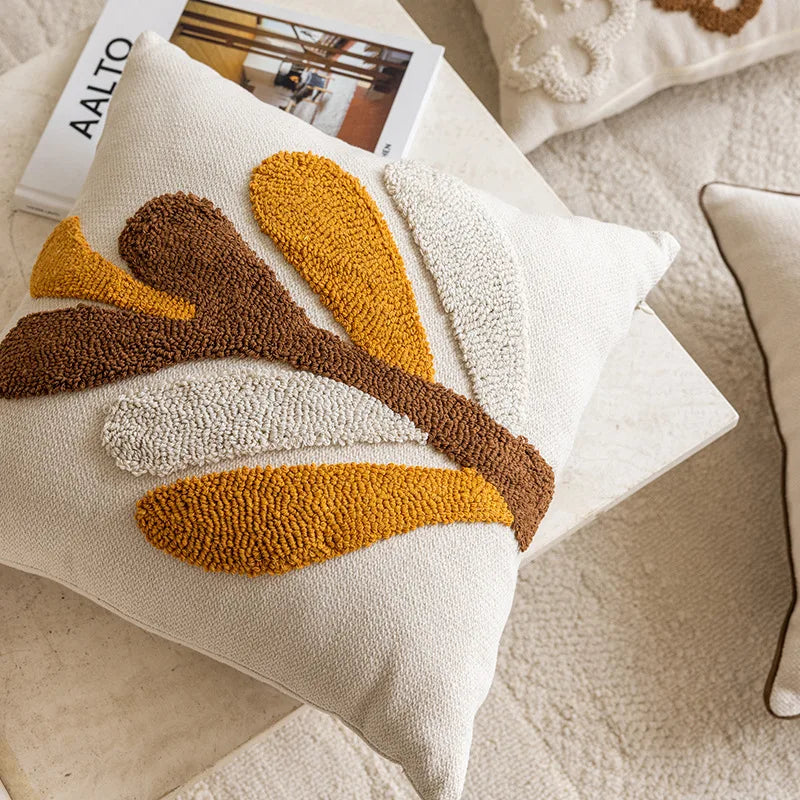 BowLift | Nordic Retro Tufted Cushion Cover – 45x45cm Yellow Brown Decorative Pillow