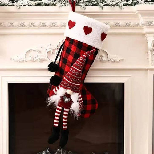 BowLift | Red And Black Plaid Hanging Feet Stockings Christmas