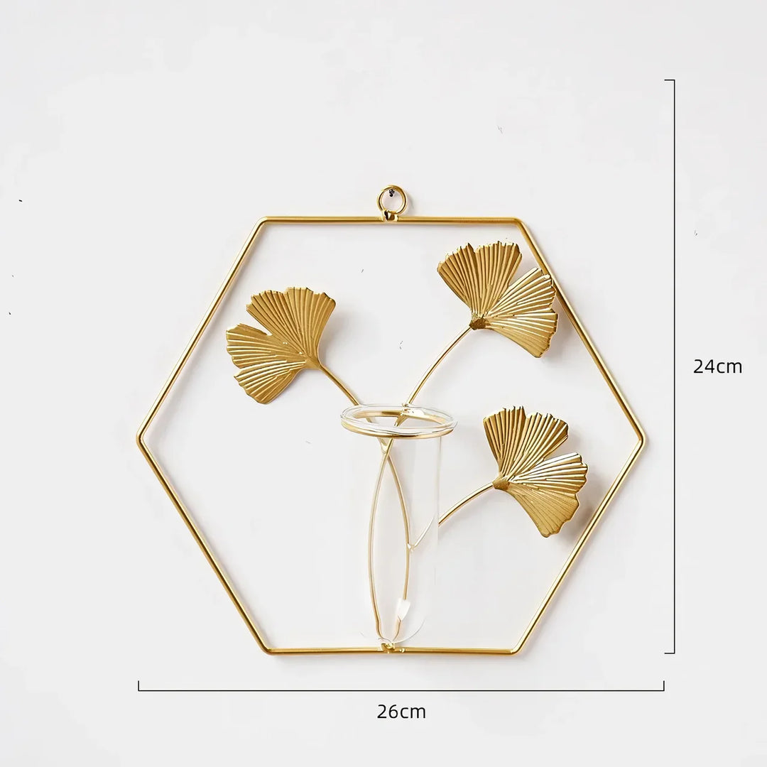 BowLift | Elegant Gold Iron Wall-Mounted Hydroponic Flower Pot