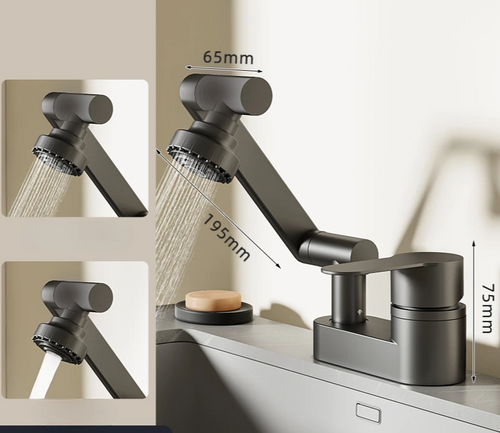 Aqua Twist Duo-Flex Basin Mixer – 360° swiveling two-hole faucet for hot and cold water Bowlift