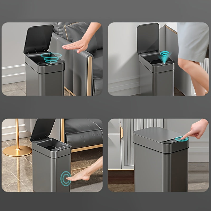Set of 2 Smart Sensor Trash Bins – Touchless and Compact (Black) | Bowlift