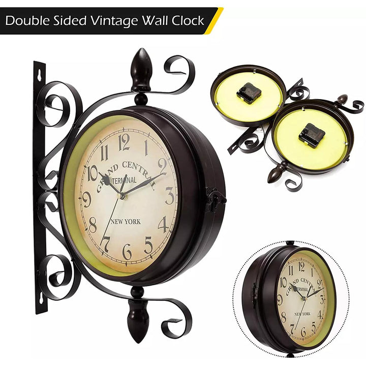 BowLift | Vintage Brown Double-Sided Hanging Wall Clock