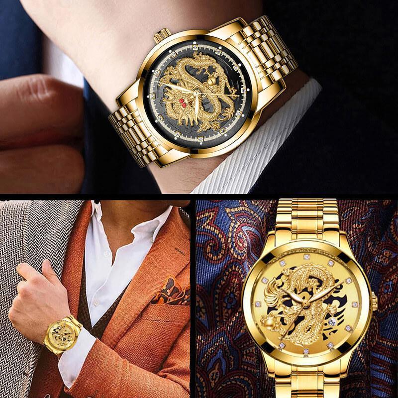 BowLift | Embossed Golden Dragon Watch