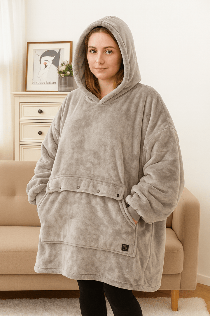 BowLift | USB-heated blanket hoodie with fused warmth