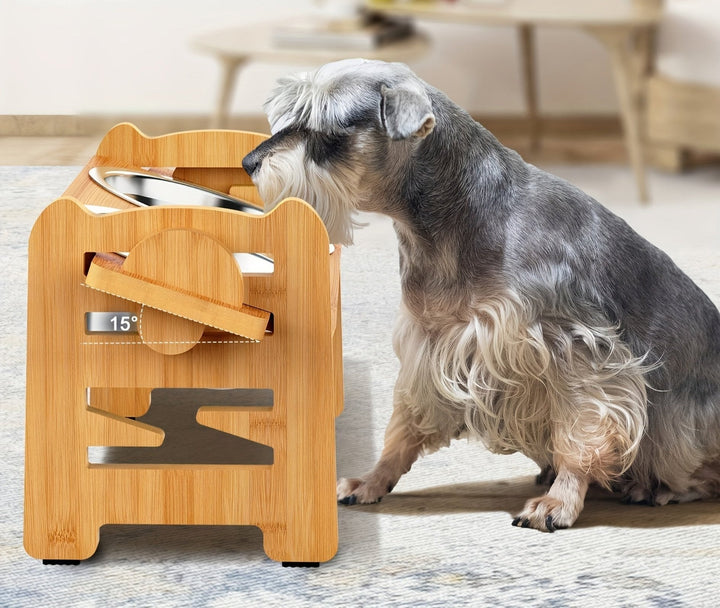 Elevated non-slip dog bowl stand with double bowls Bowlift