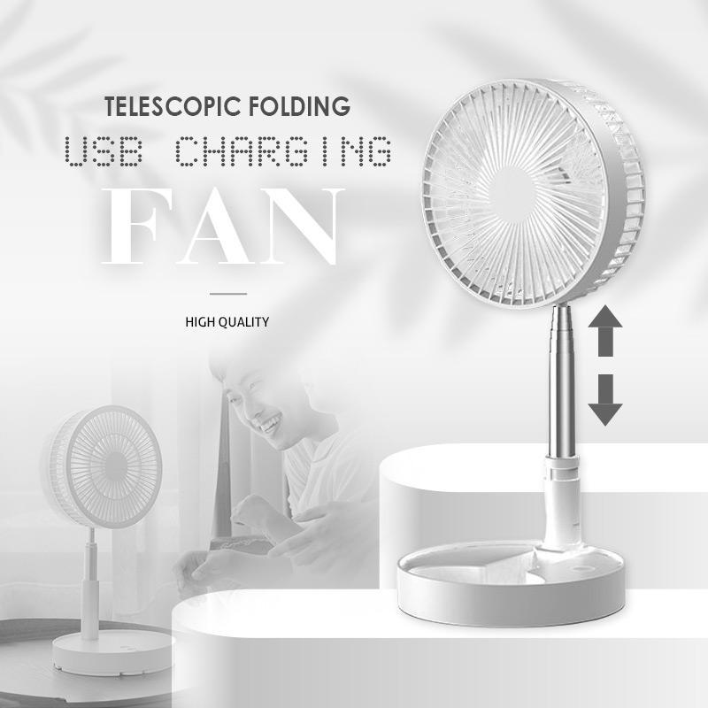 Rechargeable, foldable USB telescope fan – quiet, 180° adjustable, 4 speed levels, portable ✨ | Bowlift