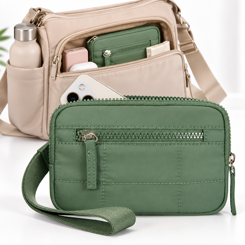 Quilted Nylon Phone Wristlet Crossbody Organizer Bowlift