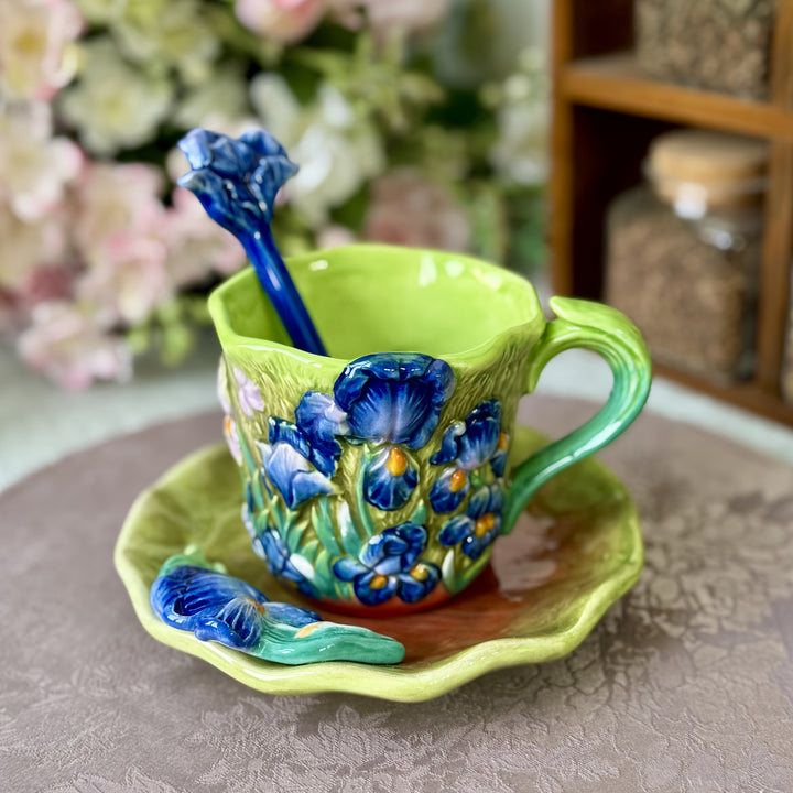 ArtSip Ceramic Cup & Saucer Set – Hand-painted 3D Design inspired by Van Gogh | Bowlift