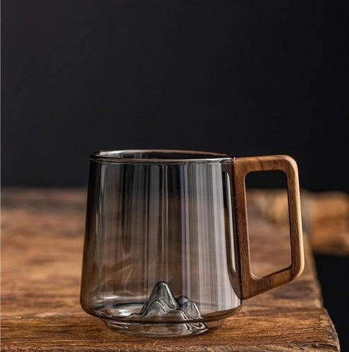 WoodGrip Glass Mug 400 ml with Wooden Handle for Hot and Cold | Bowlift