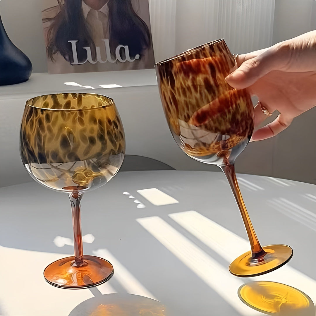 Leopard print wine glasses – Vintage design in set of 2 | Perfect for special occasions | Bowlift
