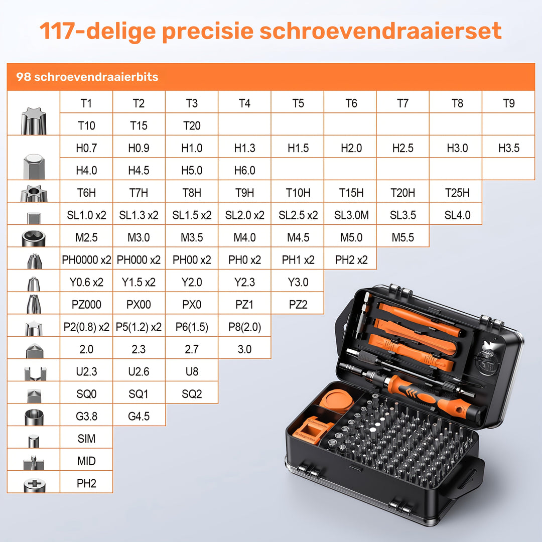 Precision Screwdriver Set 117-piece with Bits | Bowlift
