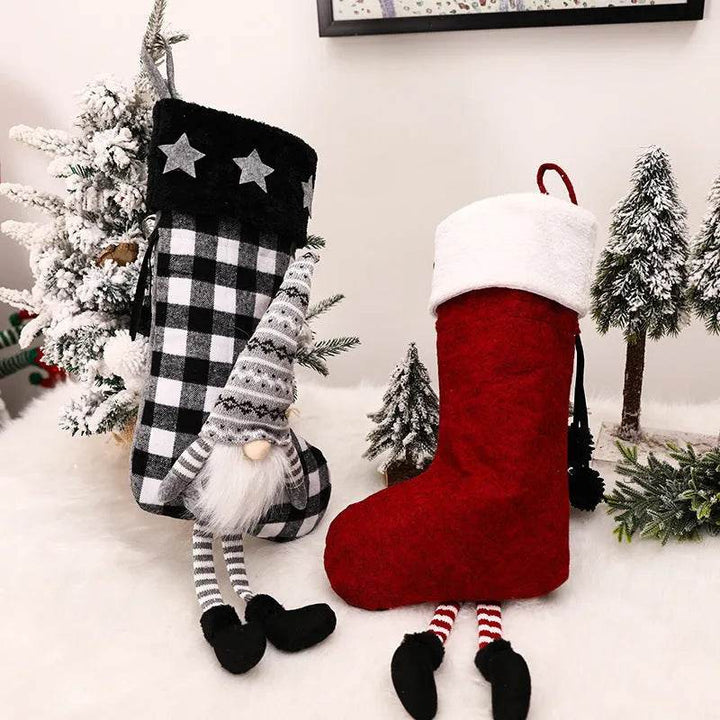 BowLift | Red And Black Plaid Hanging Feet Stockings Christmas
