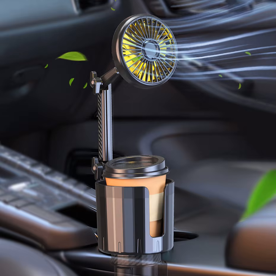 2-in-1 Car Cup Holder Fan with Adjustable Cooling and USB Charging | Bowlift