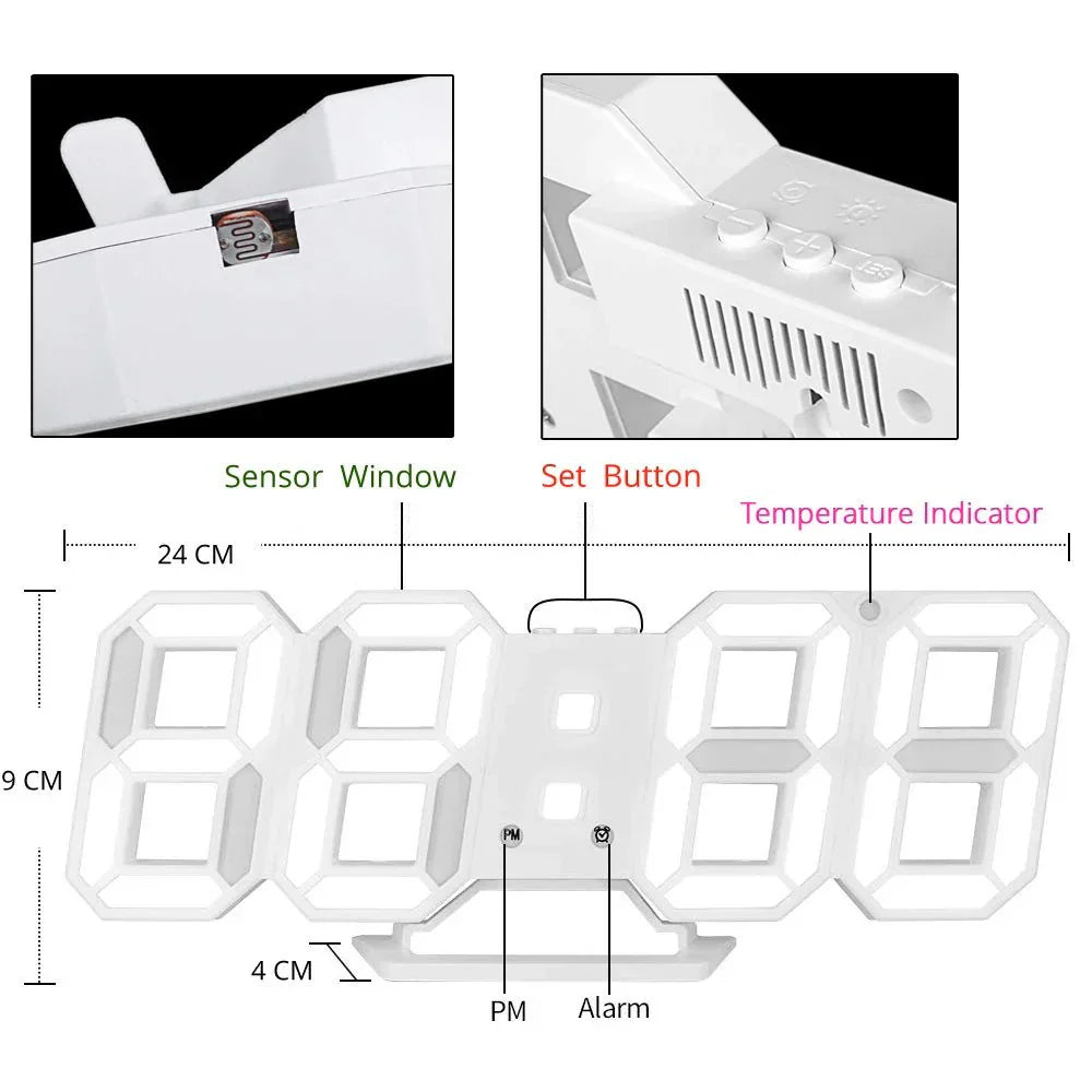 ClariTime 3D LED Wall Clock — Recognize your stress-free time in radiant clarity at any time | Bowlift