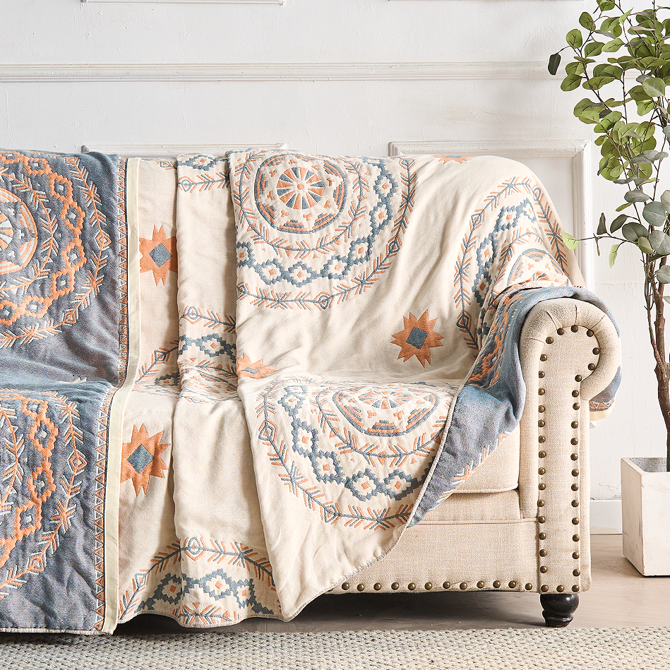 BowLift | Cotton Throw Blanket with Mandala Boho Print