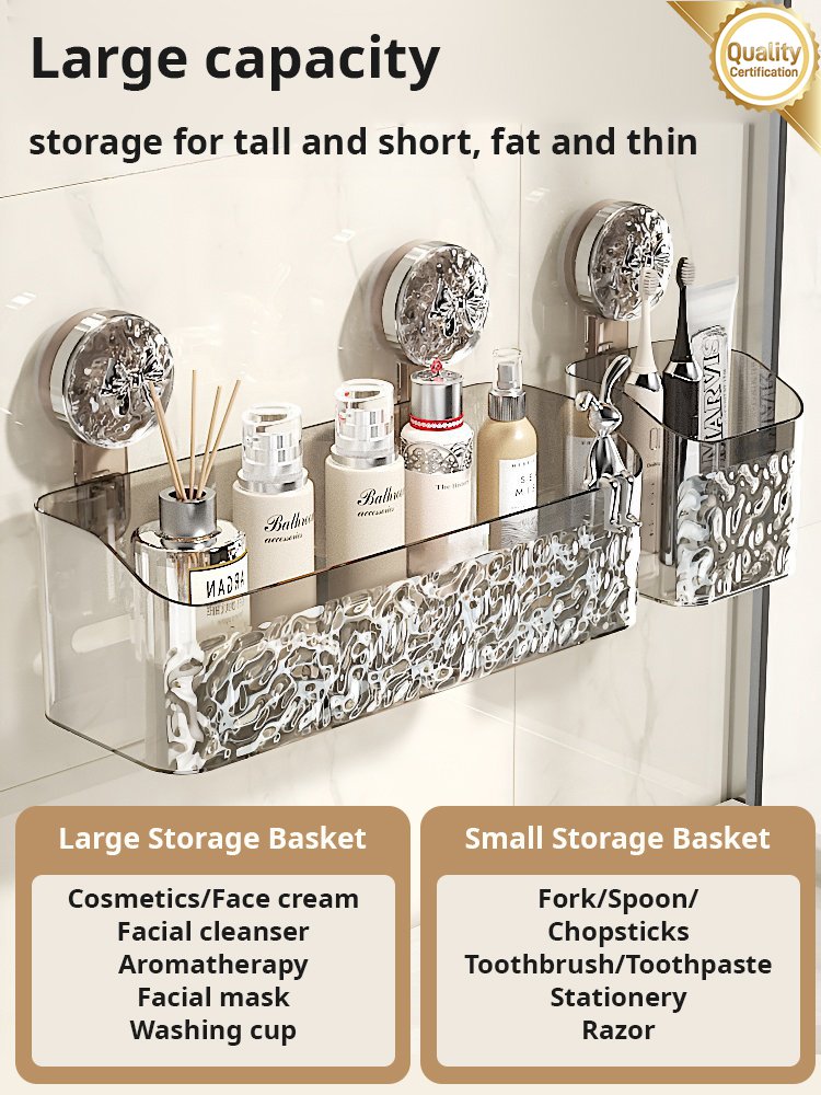 BowLift | Light Luxury Style Glacier Pattern Suction Cup Shelf