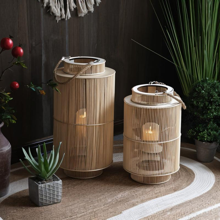 Imitation Bamboo LED Candle Lantern Bowlift