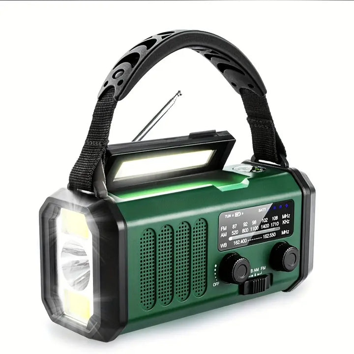 BowLift | Solar emergency radio with power bank – crank radio with LED flashlight for camping & outdoor