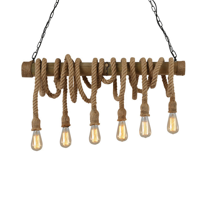 BowLift | Adjustable Bamboo Pendant Lamp with Industrial Rope Design - EcoChic