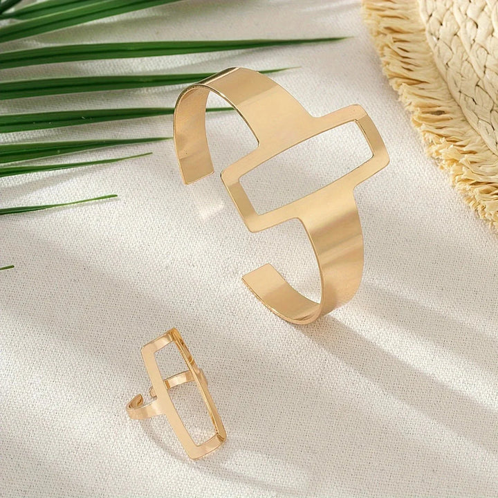 BowLift | Adjustable Geometric Rectangle Bracelet and Ring Set