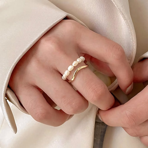 BowLift | Adjustable Layered Pearl Accented Ring