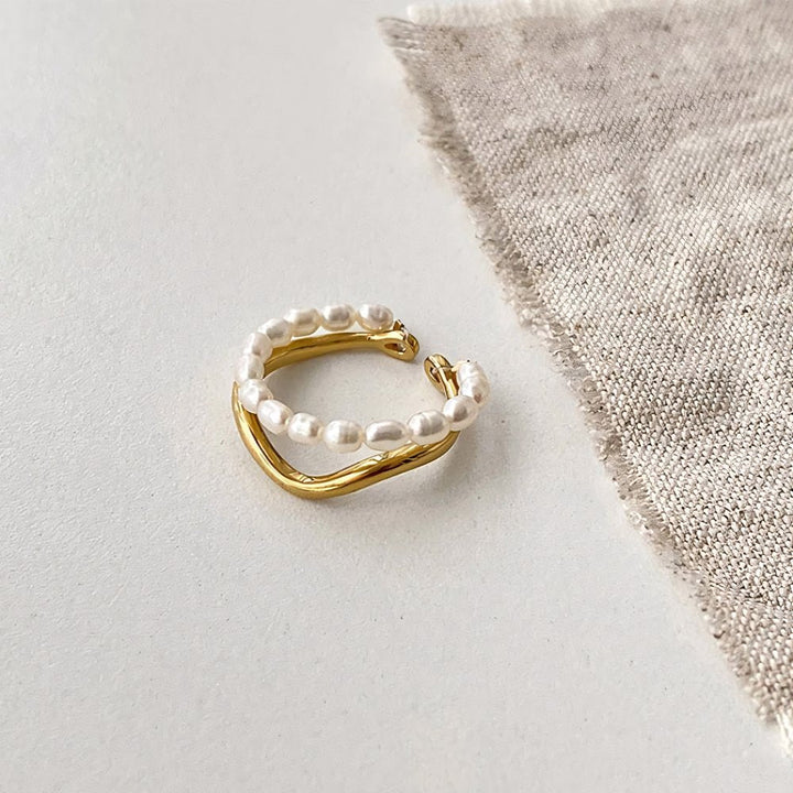 BowLift | Adjustable Layered Pearl Accented Ring
