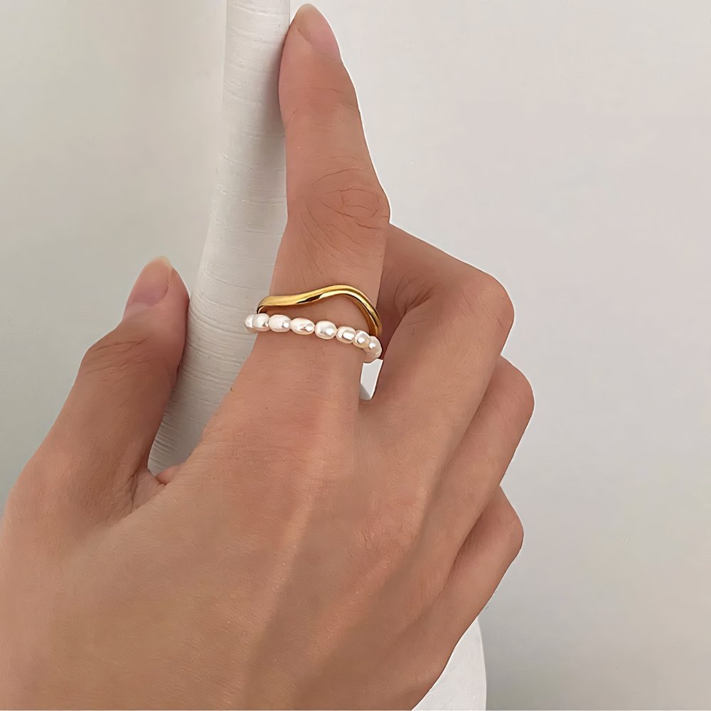 BowLift | Adjustable Layered Pearl Accented Ring
