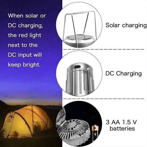 Portable Stretchable Solar Lithium Battery Electric Fan + Emergency Light | Bowlift