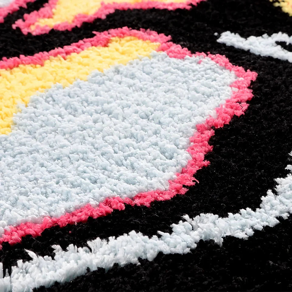 BowLift | Funky Irregular Black Skull Head Area Rug for Living Room & Bedroom