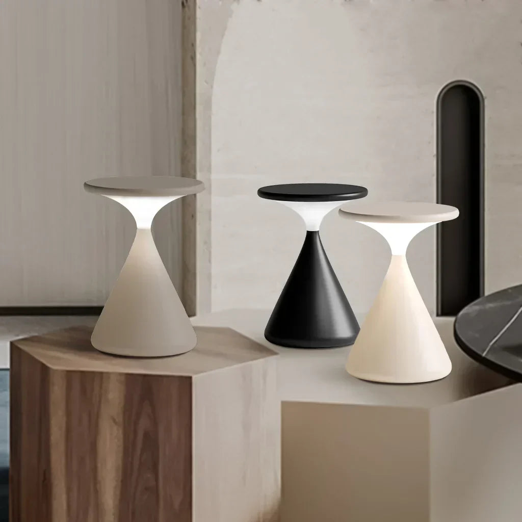 BowLift | Aeron Hourglass Battery Table Lamp | Dimmable LED Table Lamp Without Cable