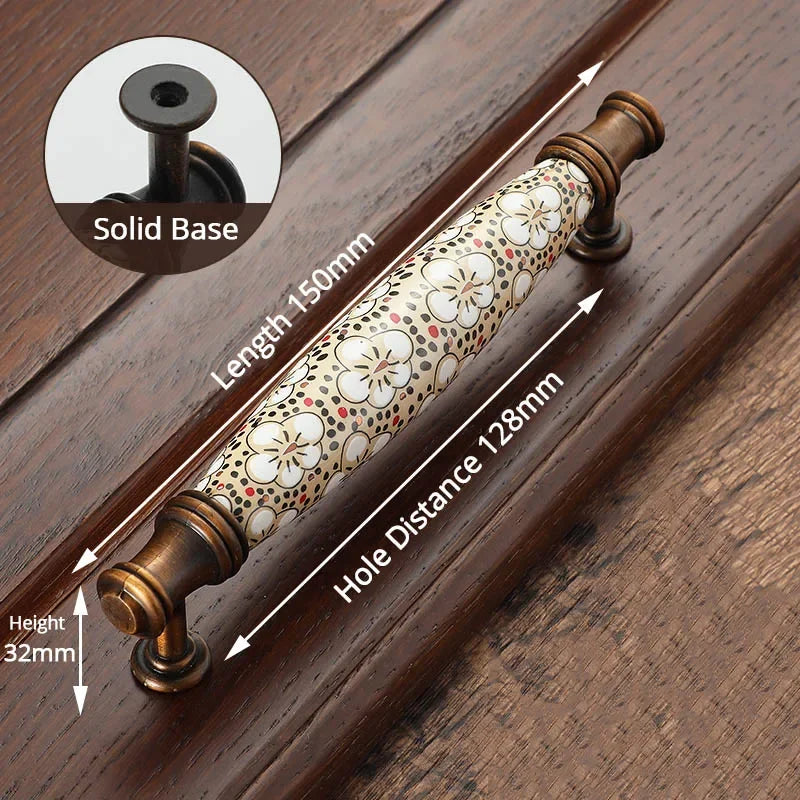 Antique Bronze Ceramic Cabinet Handles Vintage Drawer Knobs Door Pulls | Bowlift