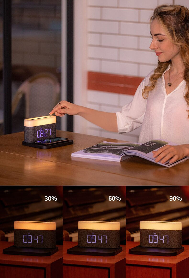 BowLift | 3-in-1 Wireless Charger, LED Lamp & Digital Alarm Clock | Fast Charging Dock