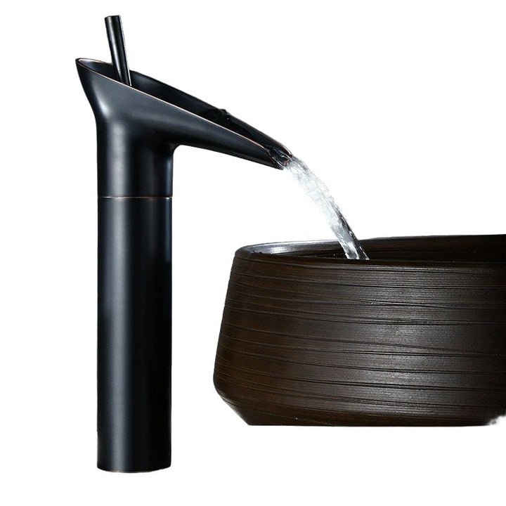 BowLift | AquaFalls – Antique Waterfall Basin Faucet in Brass with Bronze Finish
